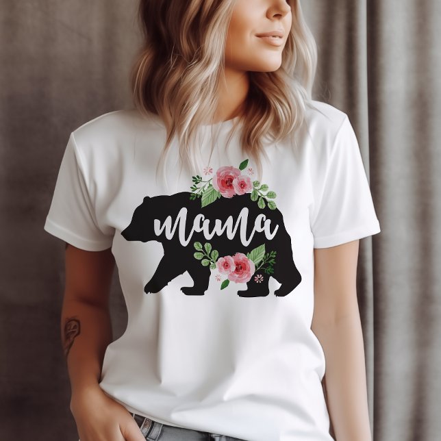 Mama Bear Elegant Rustic Floral Flowers Mom Tri-Blend Shirt (Creator Uploaded)