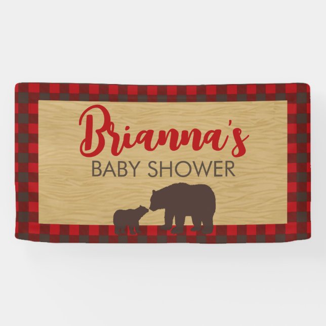 Mama Bear Flannel Baby Shower Banner (Horizontal)