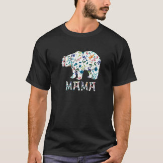 Mama Bear Floral Gifts Matching Family Flower T-Shirt