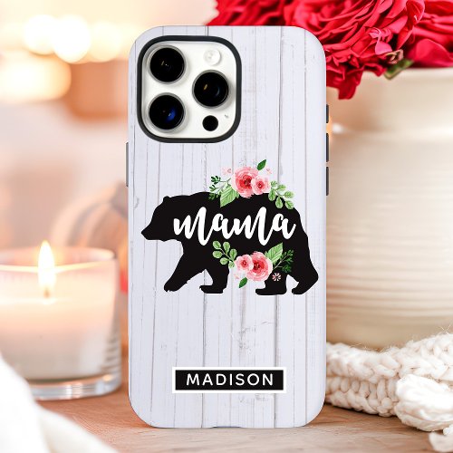 Mama Bear Floral Rustic Wood Iphone 16 Pro Max Case