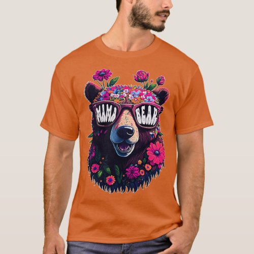 Mama Bear Flower Bandana Headband Sunglasses Women T_Shirt