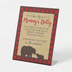 Mama Bear How Big is Mommy's Belly Shower Game Pedestal Sign