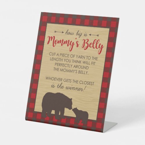 Mama Bear How Big is Mommys Belly Shower Game Pedestal Sign