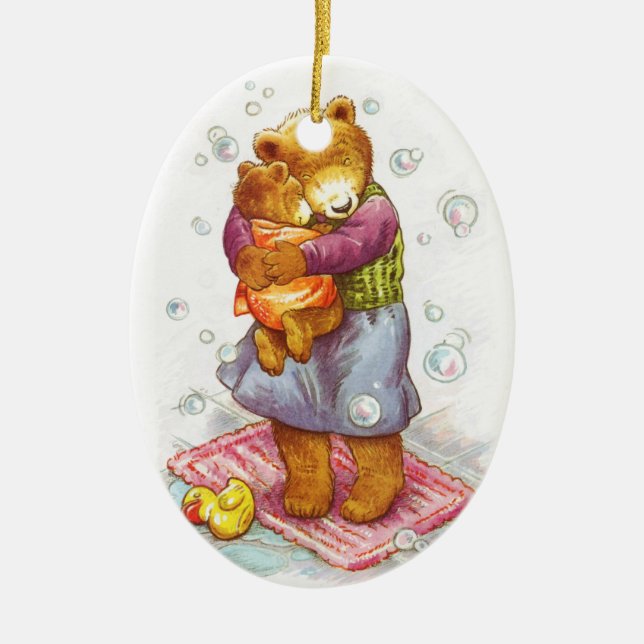 Mama Bear Hug Ceramic Ornament (Front)