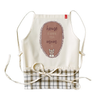 Mama Bear Illustration "home is where your mom is" Zazzle HEART Apron