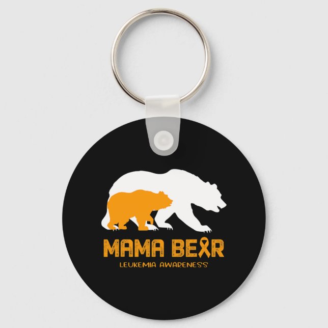 Mama Bear LEUKEMIA Awareness  For Women Men   Keychain (Front)