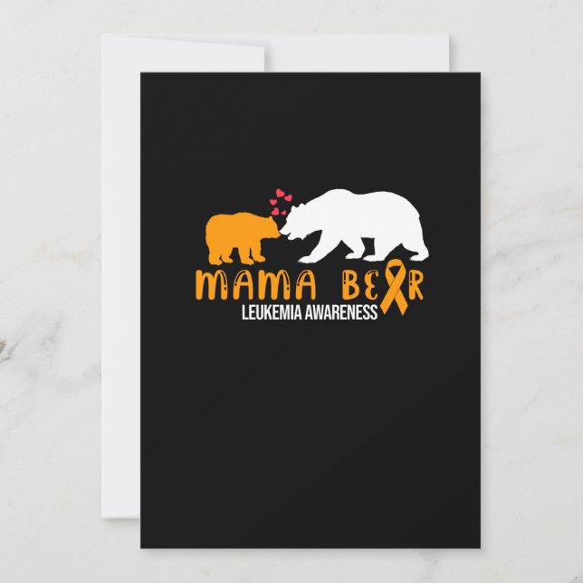 Mama Bear Leukemia Awareness Orange Ribbon Support Invitation (Front)