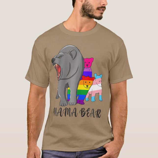Mama Bear Lgbt Gayrans Pride Support Lgbtq Parade  T-Shirt (Front)