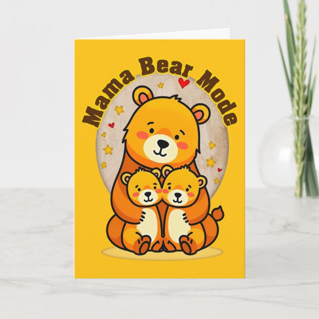 Mama Bear Mode – Cute Mother Bear Illustration Card (Front)