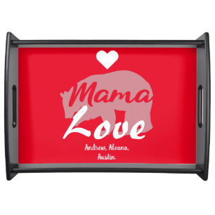 Mama Bear Mom Kid Names Personalized Customize Serving Tray