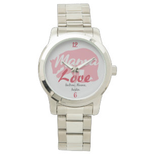 Mama Bear Mom Kid Names Personalized Customize Watch