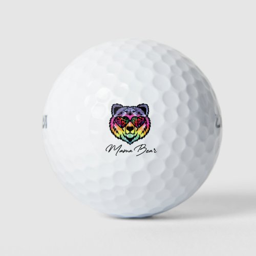 Mama Bear Multicolored Bear Logo Golf Balls