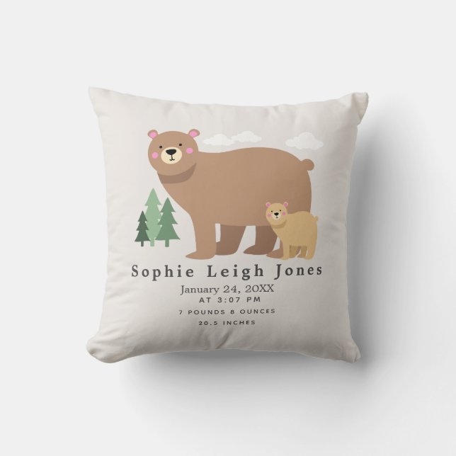 Mama Bear Nursery Baby Throw Pillow (Front)