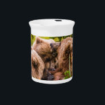 Mama bear nursing her two cubs, Lake Clark Nationa Beverage Pitcher<br><div class="desc">Bears are clever animals and in Lake Clark National Park, they’ve learned to take advantage of human presence. Mothers with cubs are particularly aware of the danger male bears represent for their offspring. Almost one-in-three cubs are killed by males during the mating season, which extends from early May to mid...</div>