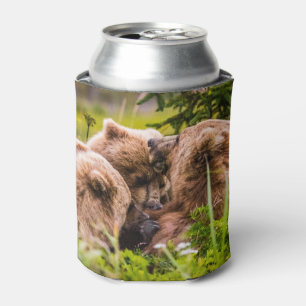 Mama bear nursing her two cubs, Lake Clark Nationa Can Cooler