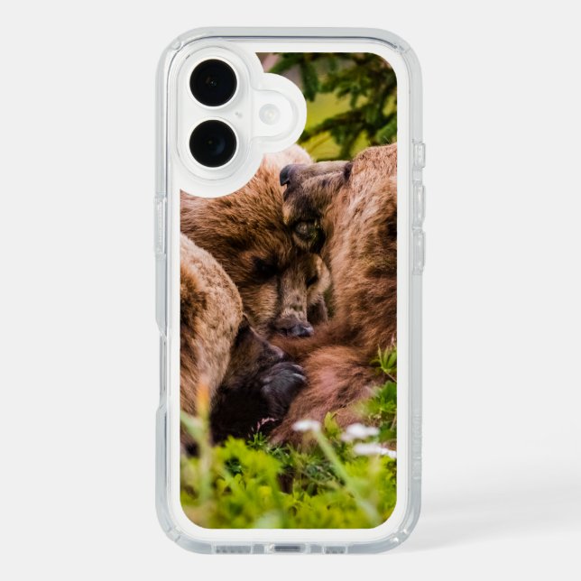 Mama bear nursing her two cubs, Lake Clark Nationa Speck iPhone Case (Front)