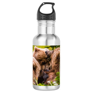 Mama bear nursing her two cubs, Lake Clark Nationa Stainless Steel Water Bottle