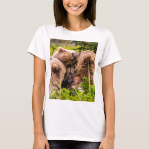 Mama bear nursing her two cubs, Lake Clark Nationa T-Shirt