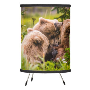 Mama bear nursing her two cubs, Lake Clark Nationa Tripod Lamp