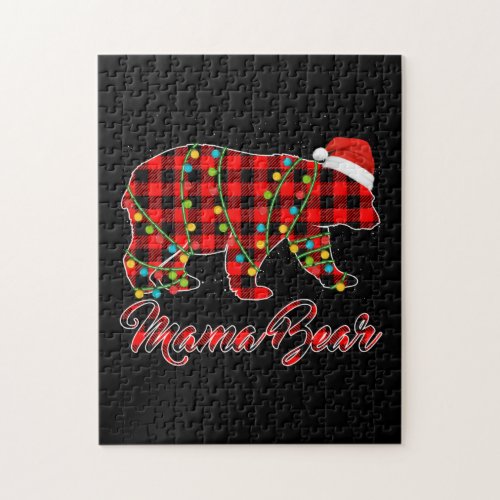 Mama Bear Pajama Red Buffalo Xmas Funny Jigsaw Puzzle