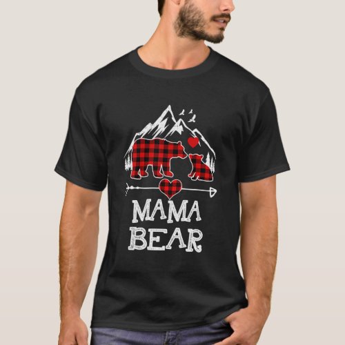 Mama Bear Pajama Red Plaid Buffalo Family T_Shirt