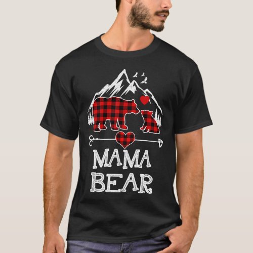 Mama Bear Pajama Red Plaid Buffalo Family T_Shirt