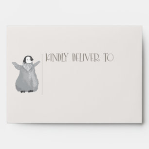 Mama Bear Penguin Adoption Pink Pre-Addressed Envelope