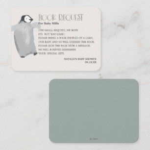 Mama Bear Penguin Neutral Baby Shower Book Request Enclosure Card