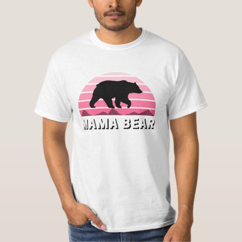 Mama Bear Pink Retro Sunset T_Shirt