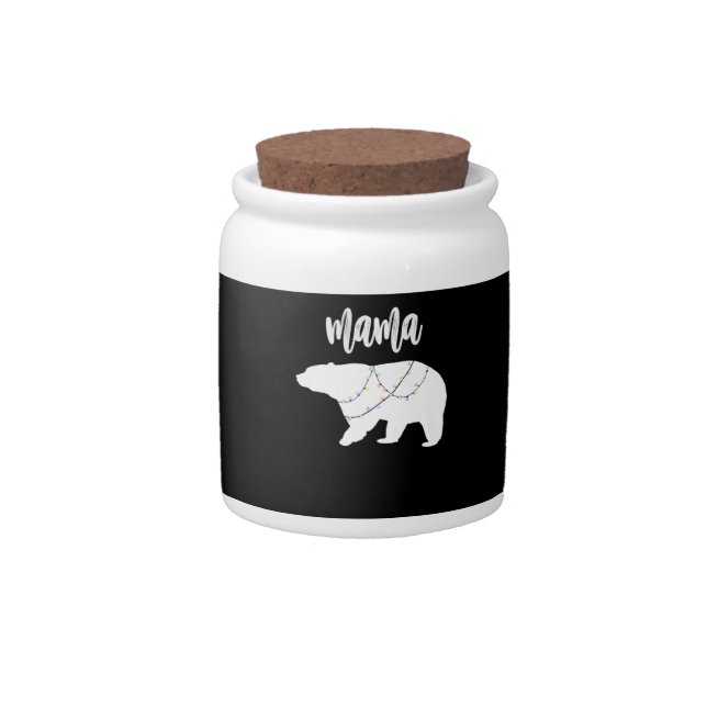 Mama Bear Polar Bear String Of Lights Christmas Candy Jar (Front)