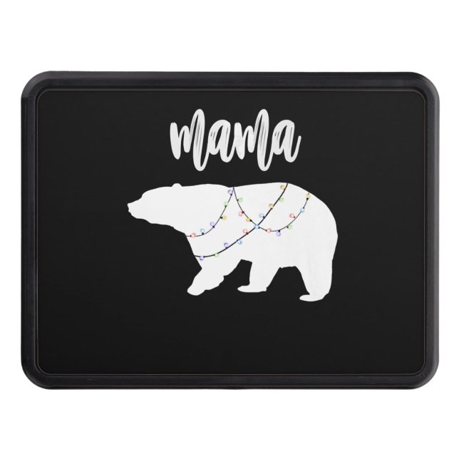 Mama Bear Polar Bear String Of Lights Christmas Hitch Cover (Front)