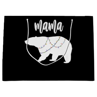 Mama Bear Polar Bear String Of Lights Christmas Large Gift Bag