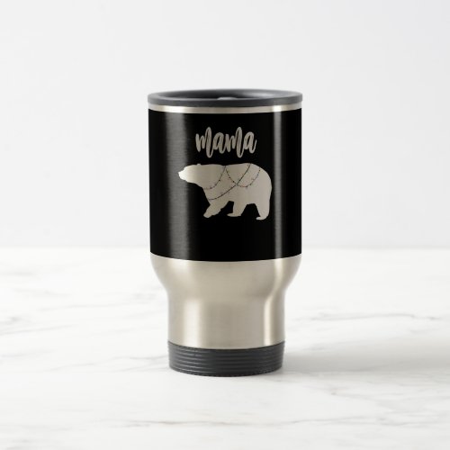 Mama Bear Polar Bear String Of Lights Christmas Travel Mug