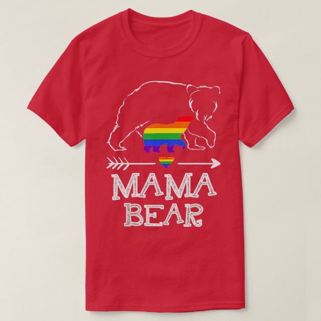 Mama Bear Proud Mom Rainbow Flag LGBT Pride  T-Shirt (Design Front)