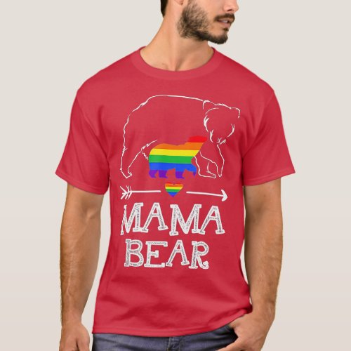 Mama Bear Proud Mom Rainbow Flag LGBT Pride  T_Shirt