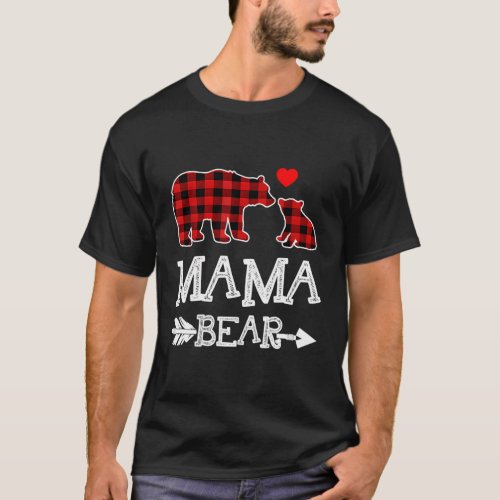 Mama Bear Red Buffalo Plaid Grandma Bear Pajama T_Shirt