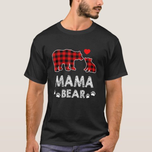 Mama Bear Red Buffalo Plaid Mama Bear Pajama T_Shirt