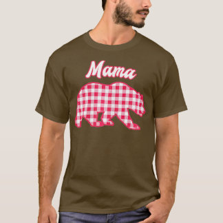 Mama Bear Red Gingham Plaid  T-Shirt