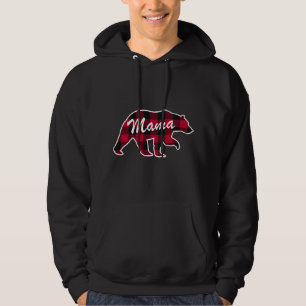 Mama Bear Red Plaid Mama Bear Christmas Family Mom Hoodie
