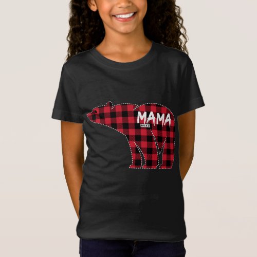 Mama Bear Red Plaid Matching Family Christmas Paja T_Shirt