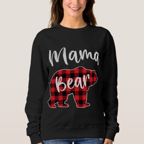 Mama Bear Red Plaid Pajama Christmas Family Sweatshirt