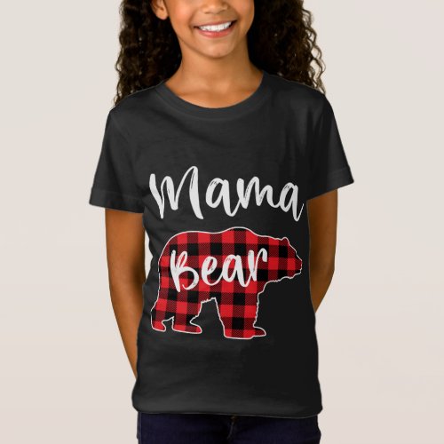 Mama Bear Red Plaid Pajama Christmas Family T_Shirt