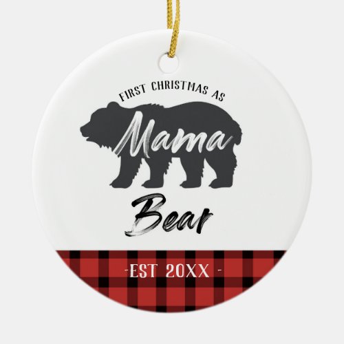 Mama Bear Rustic Christmas Ornament