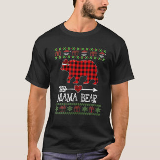 Mama Bear Santa Red Plaid Family Pajamas For Chris T-Shirt
