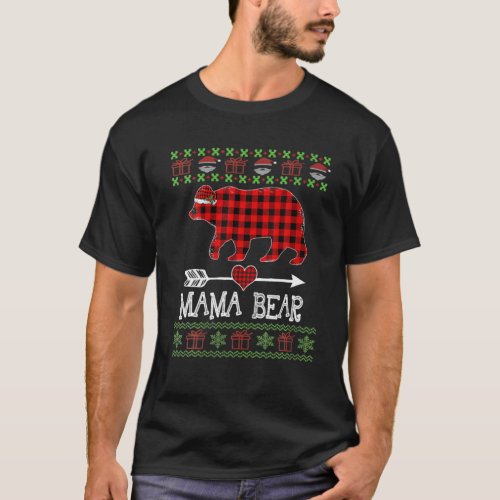 Mama Bear Santa Red Plaid Family Pajamas For Chris T_Shirt