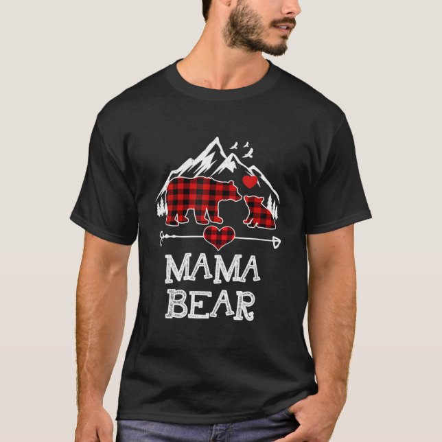 Mama Bear Shirt Red Buffalo Plaid Mama Bear Pajama (Front)