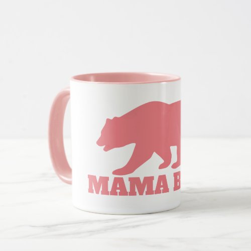 Mama bear silhouette coffee mug with pink handle
