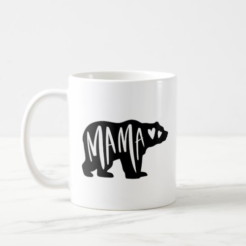 Mama Bear Silhouette  Hand Drawn Hearts Coffee Mug