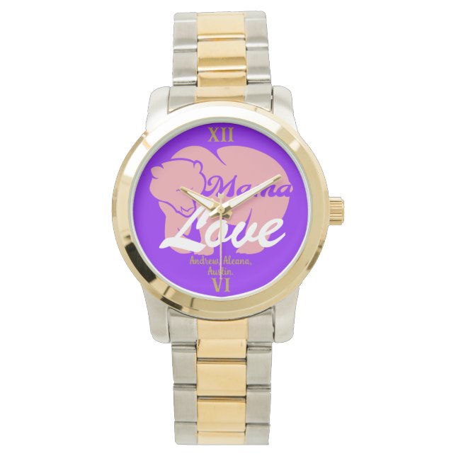 Mama Bear Simple & chic Names Personalized Custom Watch (Front)