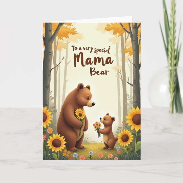 Mama Bear Sunflower Day Card (Front)